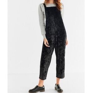 Urban Outfitters Black Lightweight Crushed Velvet Overalls